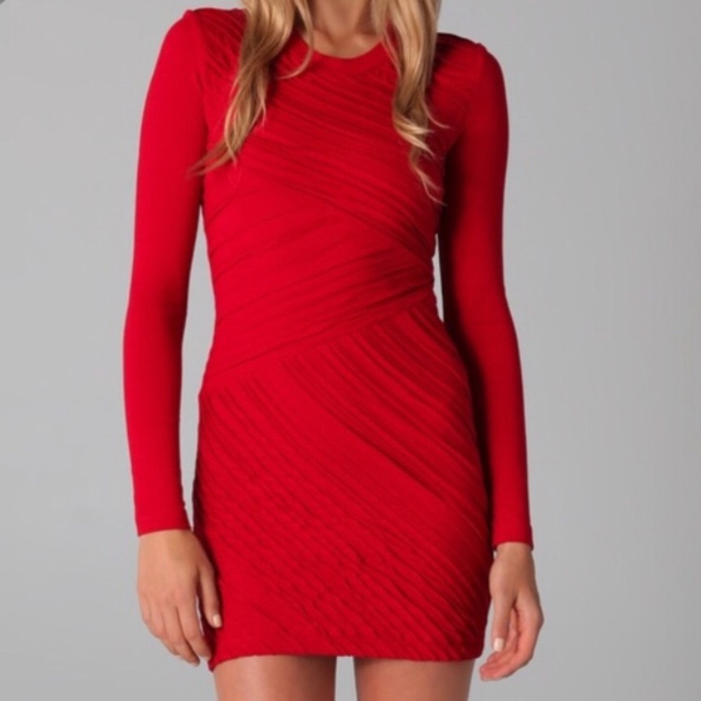 Torn By Ronny Kobo Red long Sleeve Mini Dress, 2